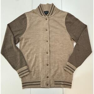 Faconnable 100% Merino Wool Sweater Jacket Browns Mens Size Small (032)